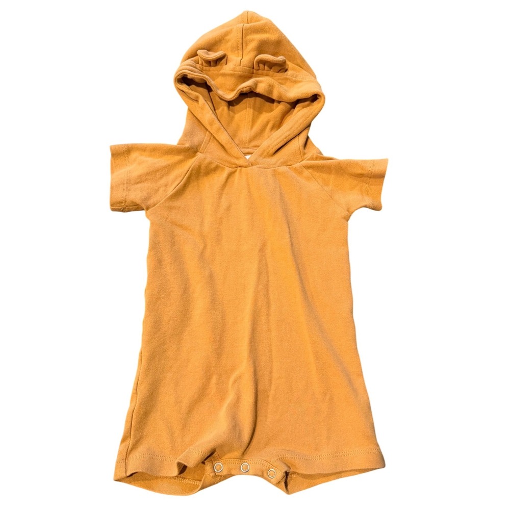 Kate Quinn Organic Cotton‎ Hooded Bear Ear Romper Brown 12-18M